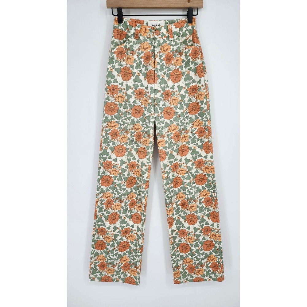 Rollas Womens Rambling Floral Heidi Pants Size 6/XS Retro Boho Indie Hippie